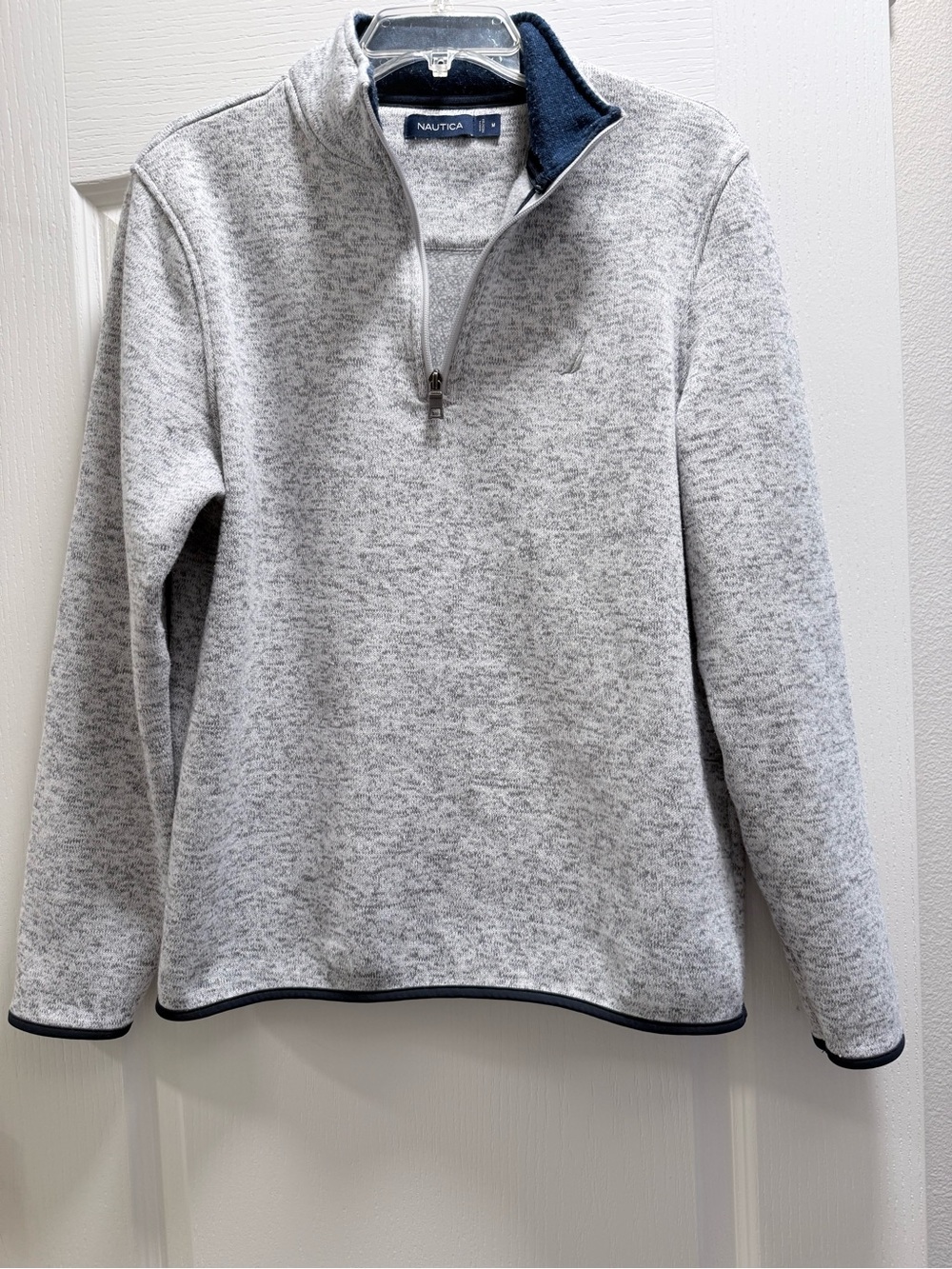 Nautica Men's Light Gray Quarter-Zip Sweater EUC